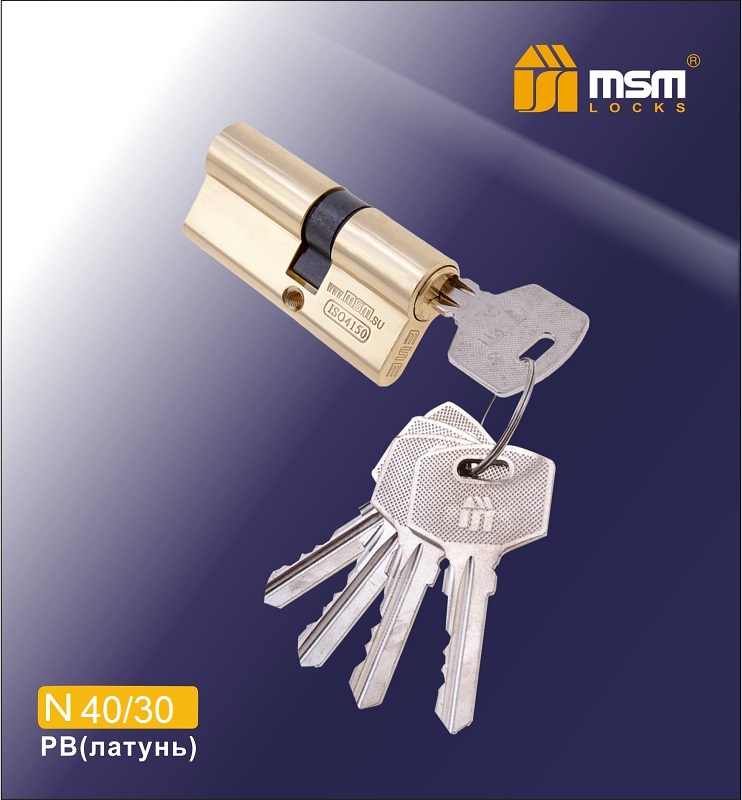 Цилиндровый механизм, латунь Простой ключ-ключ N40/30 мм