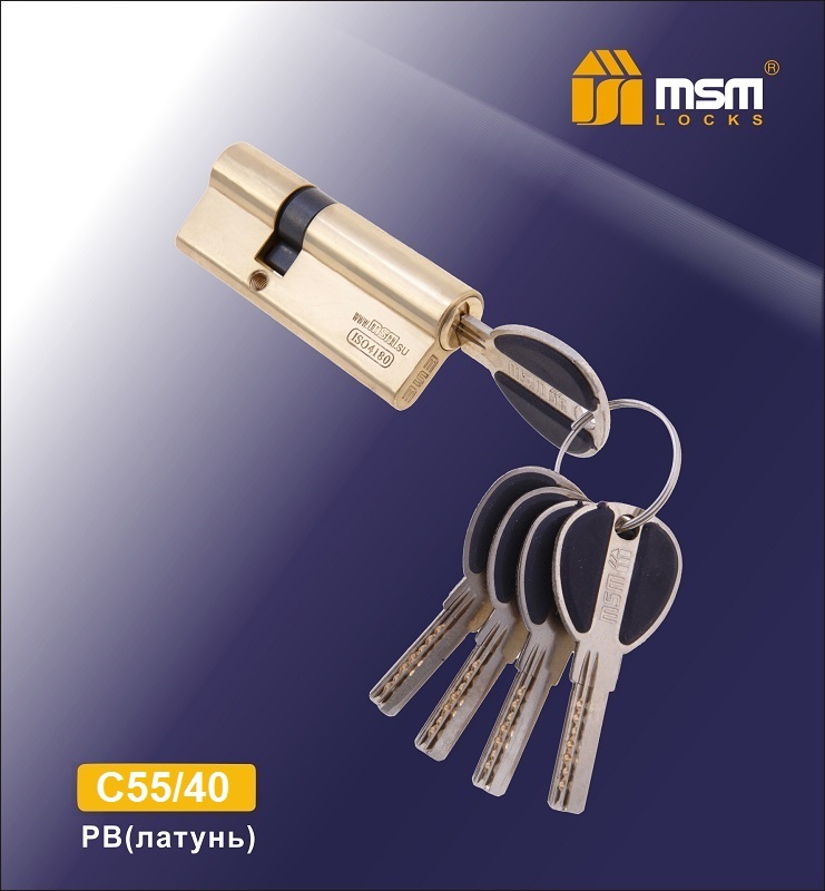 Цилиндровый механизм, латунь Перфо ключ-ключ C55/40 мм